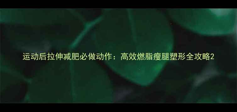 图片 运动后拉伸减肥必做动作：高效燃脂瘦腿塑形全攻略2
